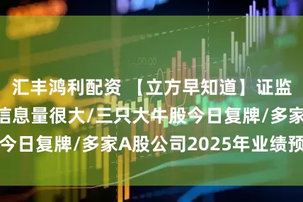 汇丰鸿利配资 【立方早知道】证监会最新发声！信息量很大/三只大牛股今日复牌/多家A股公司2025年业绩预亏